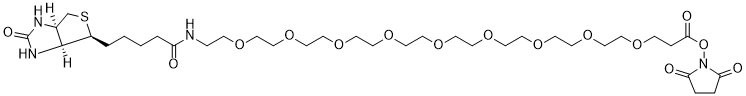 Biotin-PEG9-NHS Ester structure